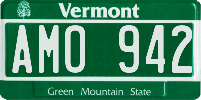 VT license plate AMO942