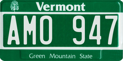 VT license plate AMO947