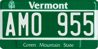 VT license plate AMO955