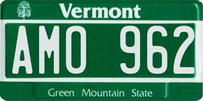 VT license plate AMO962
