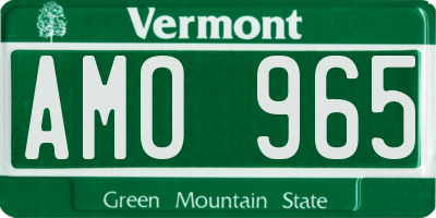 VT license plate AMO965