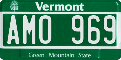 VT license plate AMO969