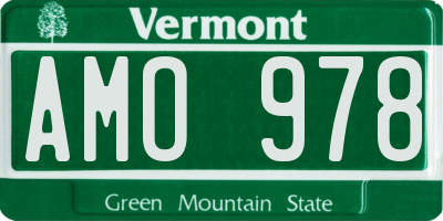 VT license plate AMO978