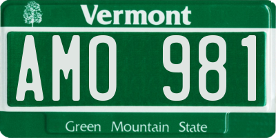 VT license plate AMO981