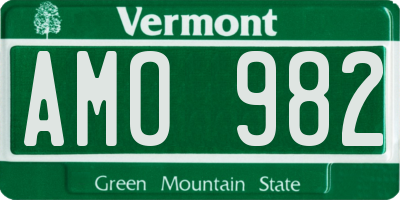 VT license plate AMO982