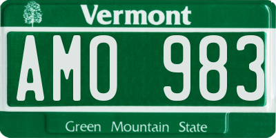 VT license plate AMO983