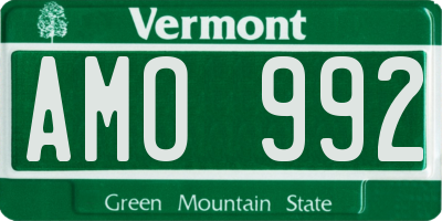 VT license plate AMO992