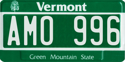 VT license plate AMO996
