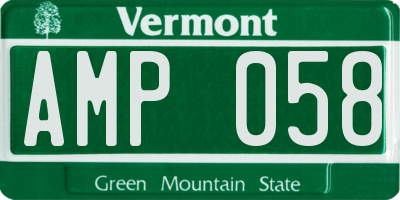 VT license plate AMP058