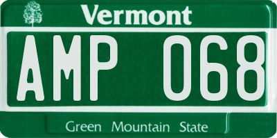 VT license plate AMP068