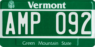 VT license plate AMP092