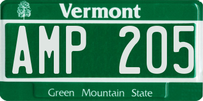VT license plate AMP205