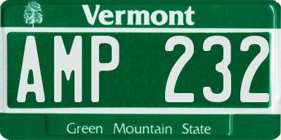 VT license plate AMP232