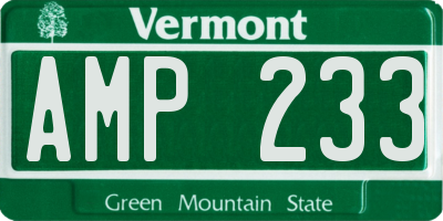 VT license plate AMP233