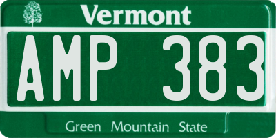 VT license plate AMP383
