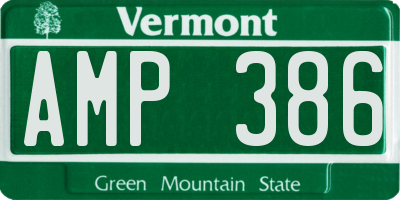 VT license plate AMP386