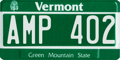 VT license plate AMP402