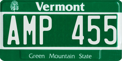VT license plate AMP455