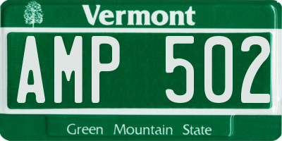 VT license plate AMP502