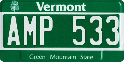 VT license plate AMP533