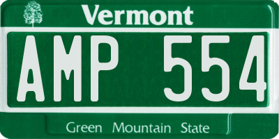 VT license plate AMP554