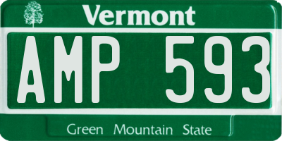 VT license plate AMP593