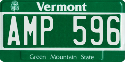 VT license plate AMP596