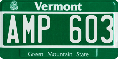VT license plate AMP603