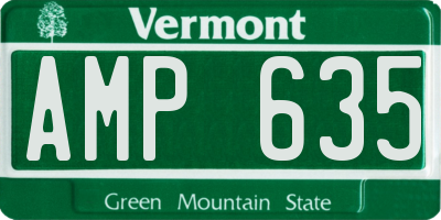 VT license plate AMP635