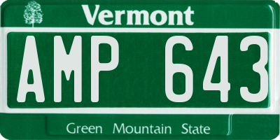 VT license plate AMP643