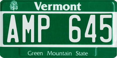 VT license plate AMP645
