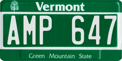 VT license plate AMP647