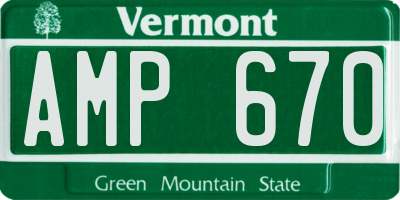 VT license plate AMP670