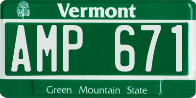 VT license plate AMP671