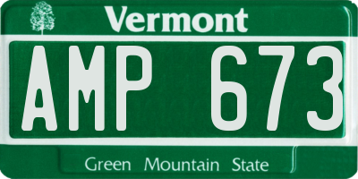 VT license plate AMP673