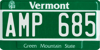 VT license plate AMP685