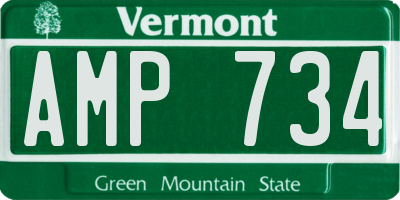 VT license plate AMP734