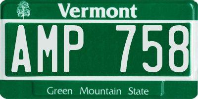 VT license plate AMP758