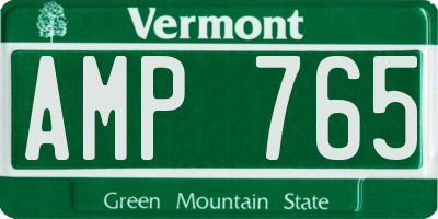 VT license plate AMP765