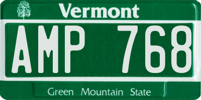 VT license plate AMP768