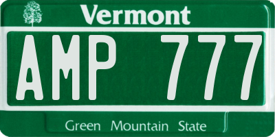 VT license plate AMP777