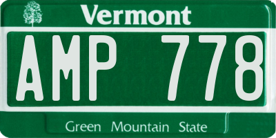 VT license plate AMP778