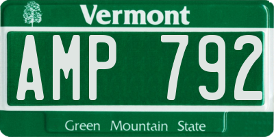 VT license plate AMP792