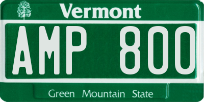 VT license plate AMP800
