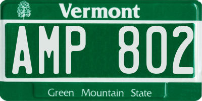VT license plate AMP802