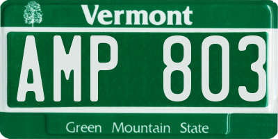 VT license plate AMP803