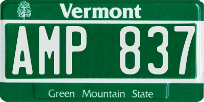 VT license plate AMP837