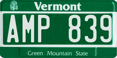 VT license plate AMP839