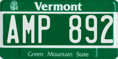 VT license plate AMP892