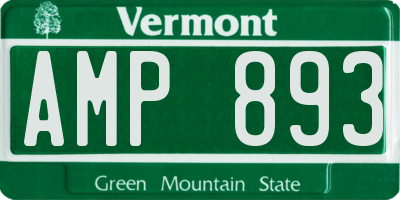 VT license plate AMP893